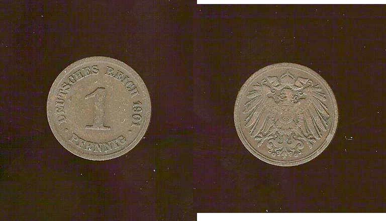 Germany 1 pfennig 1909G gVF